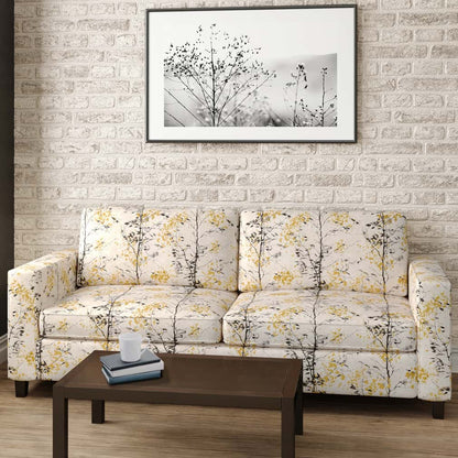 D2945 Abstract & Geometric,Leaves Tuscan Sun Black,Gold & Yellow,Grey & Silver Charlotte Fabrics