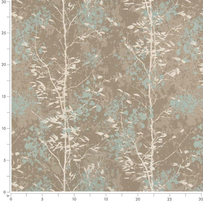 D2946 Abstract & Geometric,Leaves Mist Aqua & Teal,Grey & Silver Charlotte Fabrics
