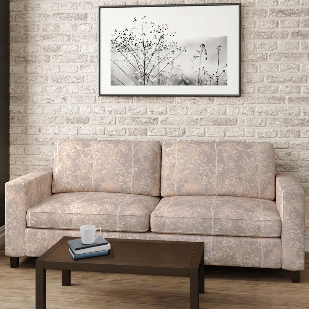 D2947 Abstract & Geometric,Leaves Rose Quartz Coral & Peach,Grey & Silver,Pink Charlotte Fabrics