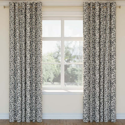 D2954 Floral Slate Grey & Silver Charlotte Fabrics