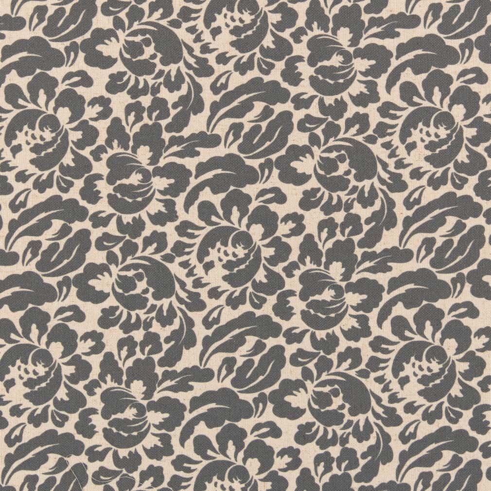 D2954 Floral Slate Grey & Silver Charlotte Fabrics