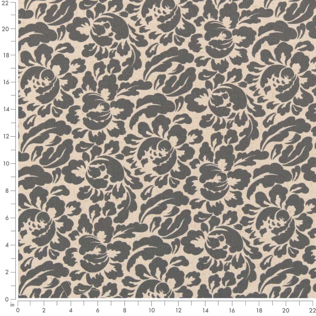 D2954 Floral Slate Grey & Silver Charlotte Fabrics