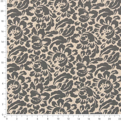 D2954 Floral Slate Grey & Silver Charlotte Fabrics