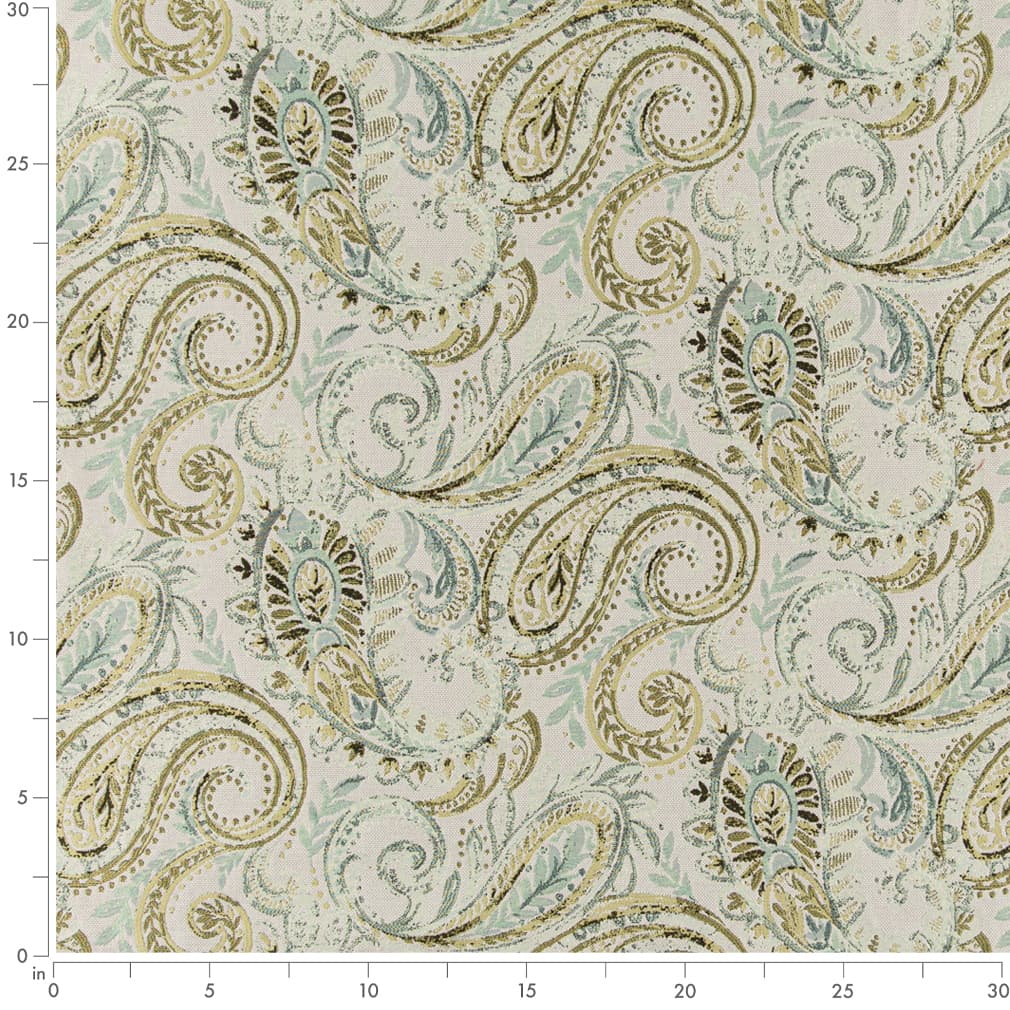 D3025 Paisley Lagoon Green Charlotte Fabrics