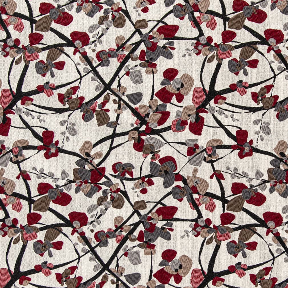 D3059 Abstract & Geometric,Leaves Crimson Red & Burgundy Charlotte Fabrics
