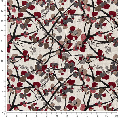 D3059 Abstract & Geometric,Leaves Crimson Red & Burgundy Charlotte Fabrics