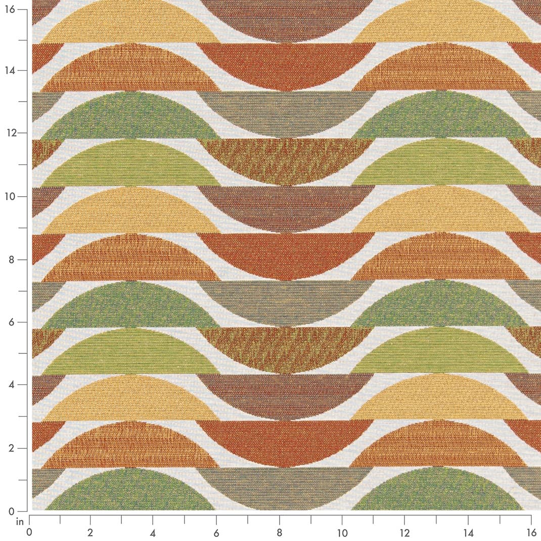 D3061 Abstract & Geometric Citrus Green,Orange & Rust Charlotte Fabrics