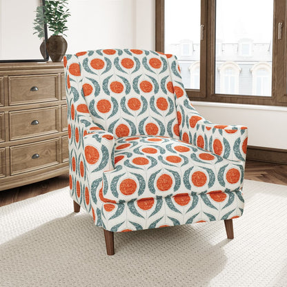 D3066 Abstract & Geometric Papaya Aqua & Teal,Orange & Rust Charlotte Fabrics