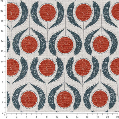 D3066 Abstract & Geometric Papaya Aqua & Teal,Orange & Rust Charlotte Fabrics