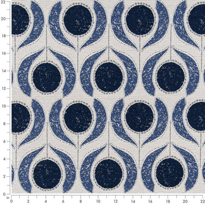 D3067 Abstract & Geometric Denim Blue Charlotte Fabrics