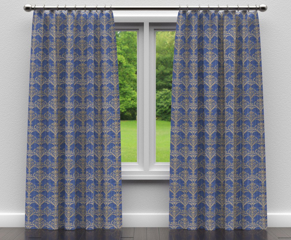 D306 Damask Regal Victorian Blue Charlotte Fabrics