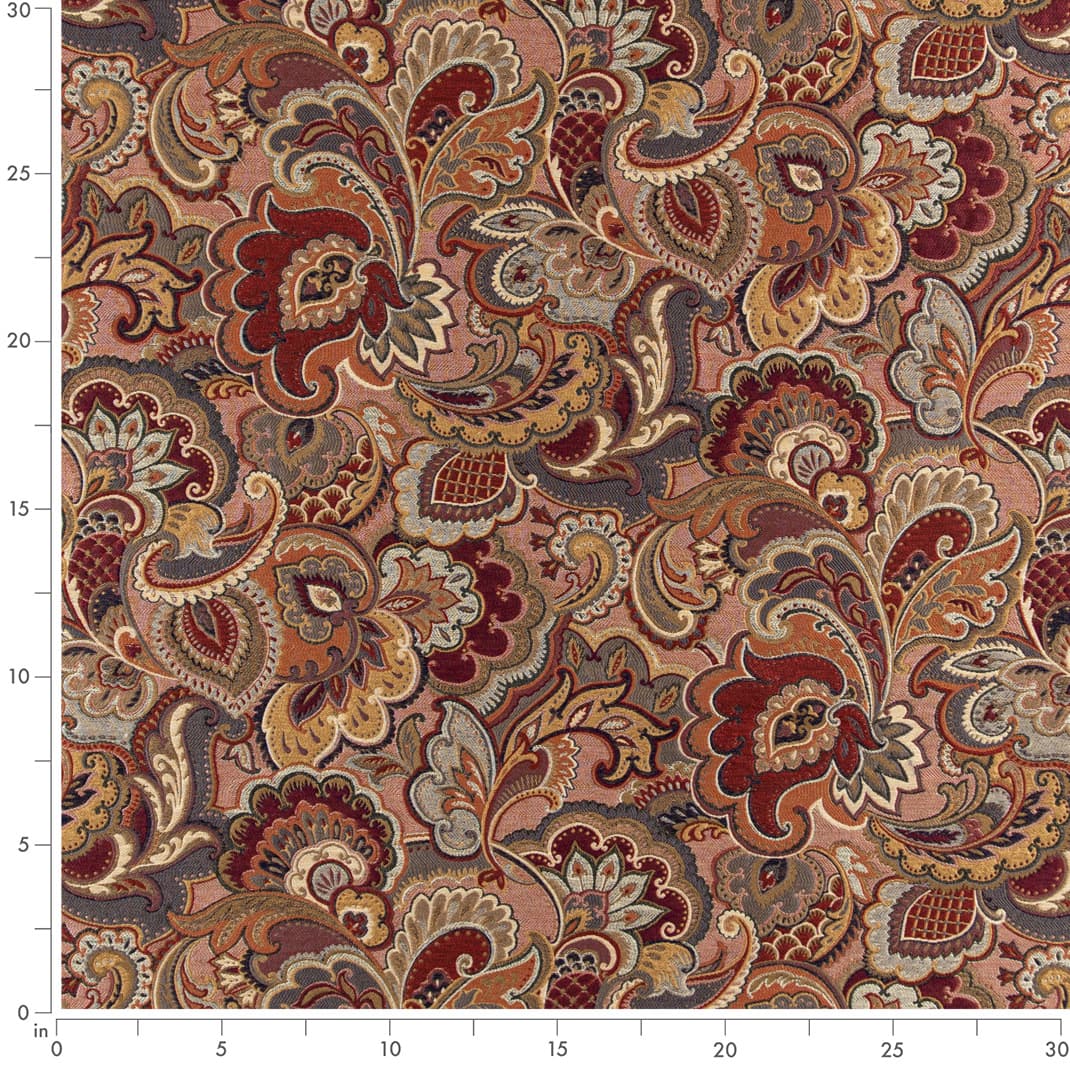 D3070 Paisley Merlot Orange & Rust,Red & Burgundy Charlotte Fabrics