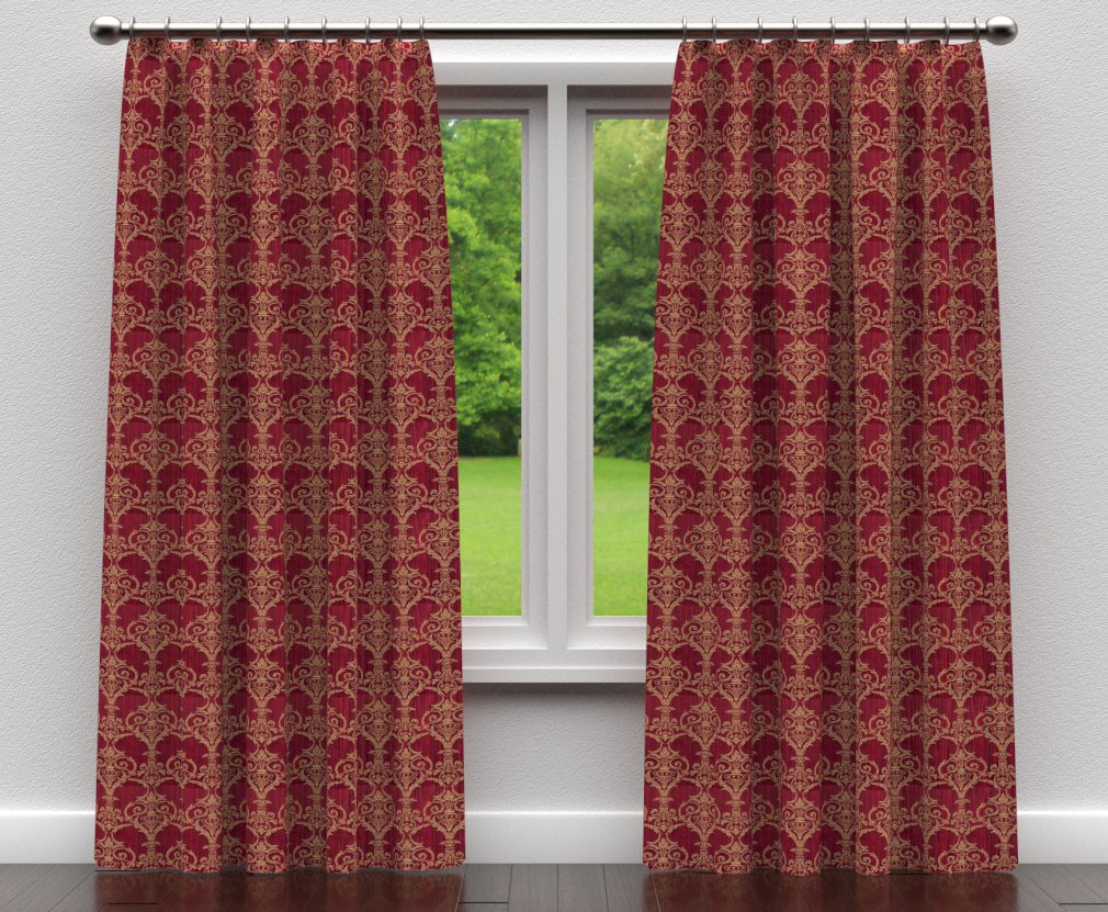 D307 Damask Ruby Victorian Red & Burgundy Charlotte Fabrics