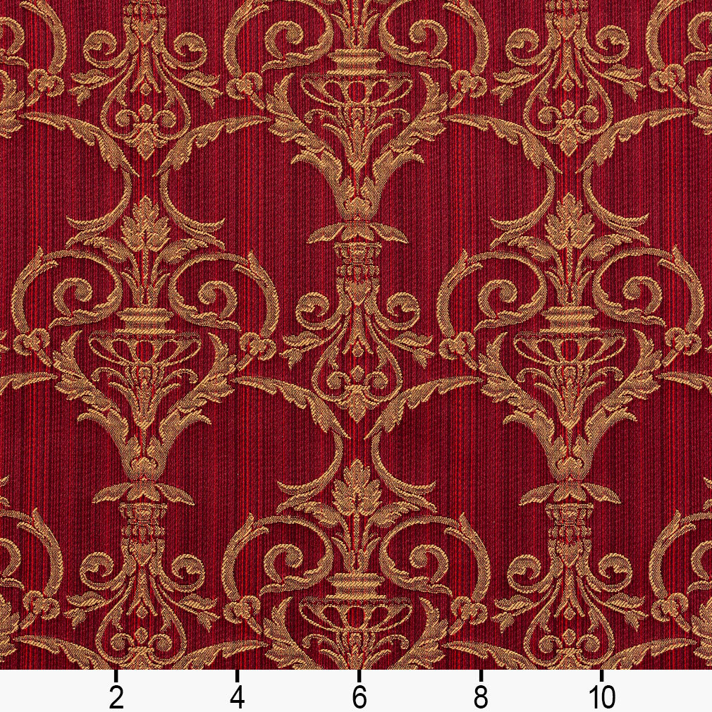 D307 Damask Ruby Victorian Red & Burgundy Charlotte Fabrics