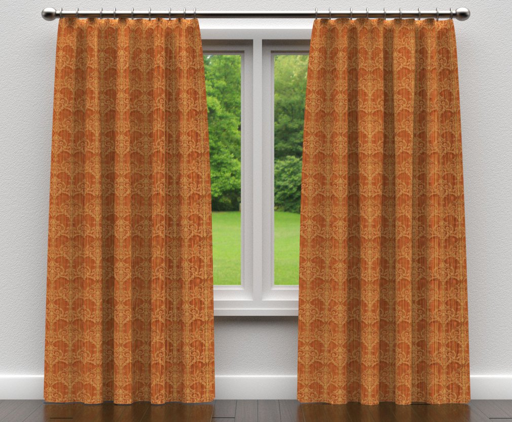 D309 Damask Amber Victorian Orange & Rust Charlotte Fabrics