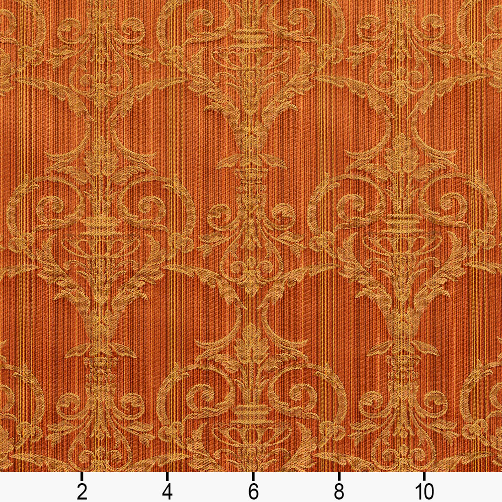 D309 Damask Amber Victorian Orange & Rust Charlotte Fabrics