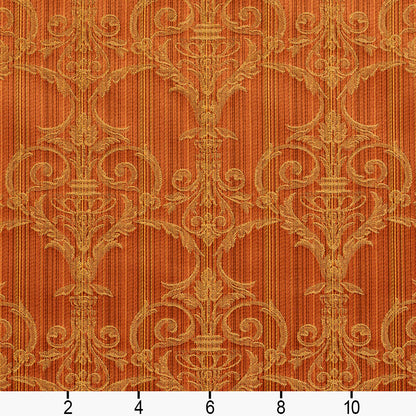 D309 Damask Amber Victorian Orange & Rust Charlotte Fabrics
