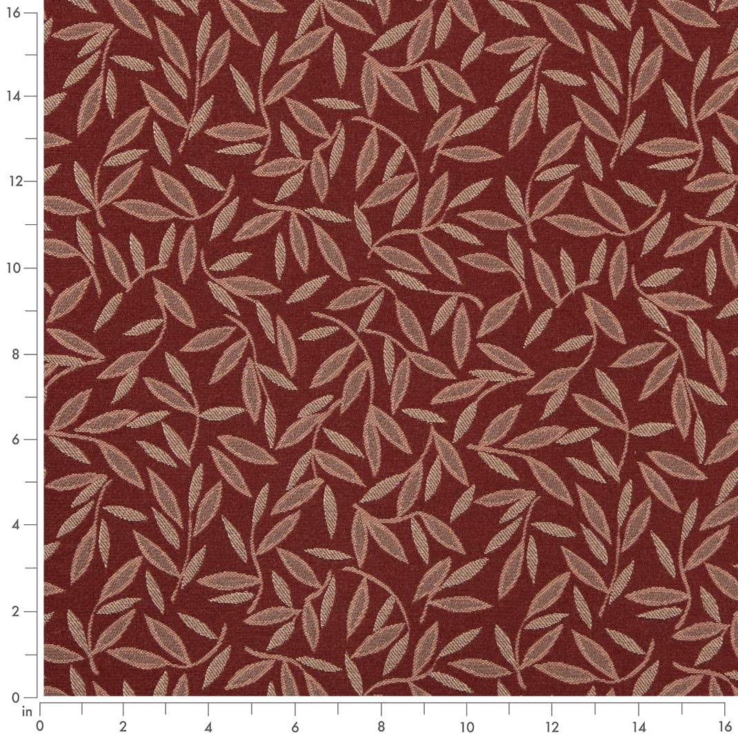 D3125 Leaves Ruby Red & Burgundy Charlotte Fabrics