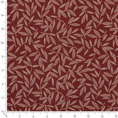 D3125 Leaves Ruby Red & Burgundy Charlotte Fabrics