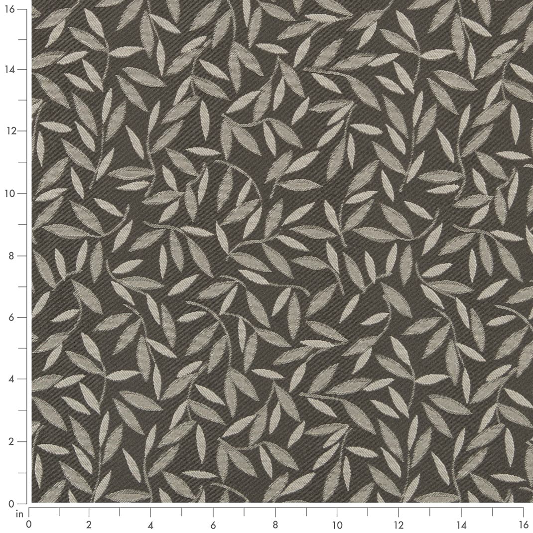 D3128 Leaves Slate Grey & Silver Charlotte Fabrics