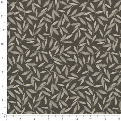 D3128 Leaves Slate Grey & Silver Charlotte Fabrics