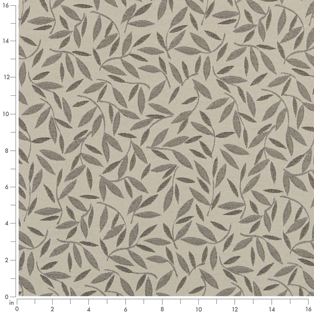 D3129 Leaves Fog Grey & Silver Charlotte Fabrics