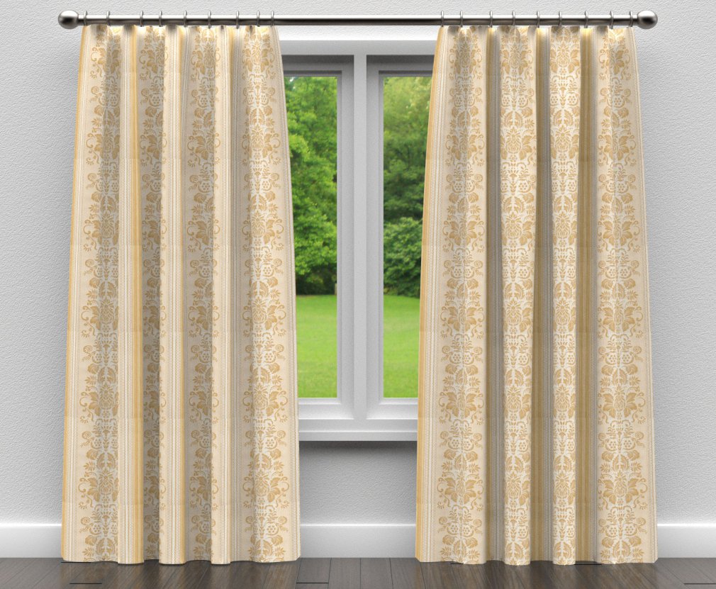 D315 Damask,Stripe Antique Vintage Gold & Yellow Charlotte Fabrics