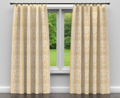 D315 Damask,Stripe Antique Vintage Gold & Yellow Charlotte Fabrics