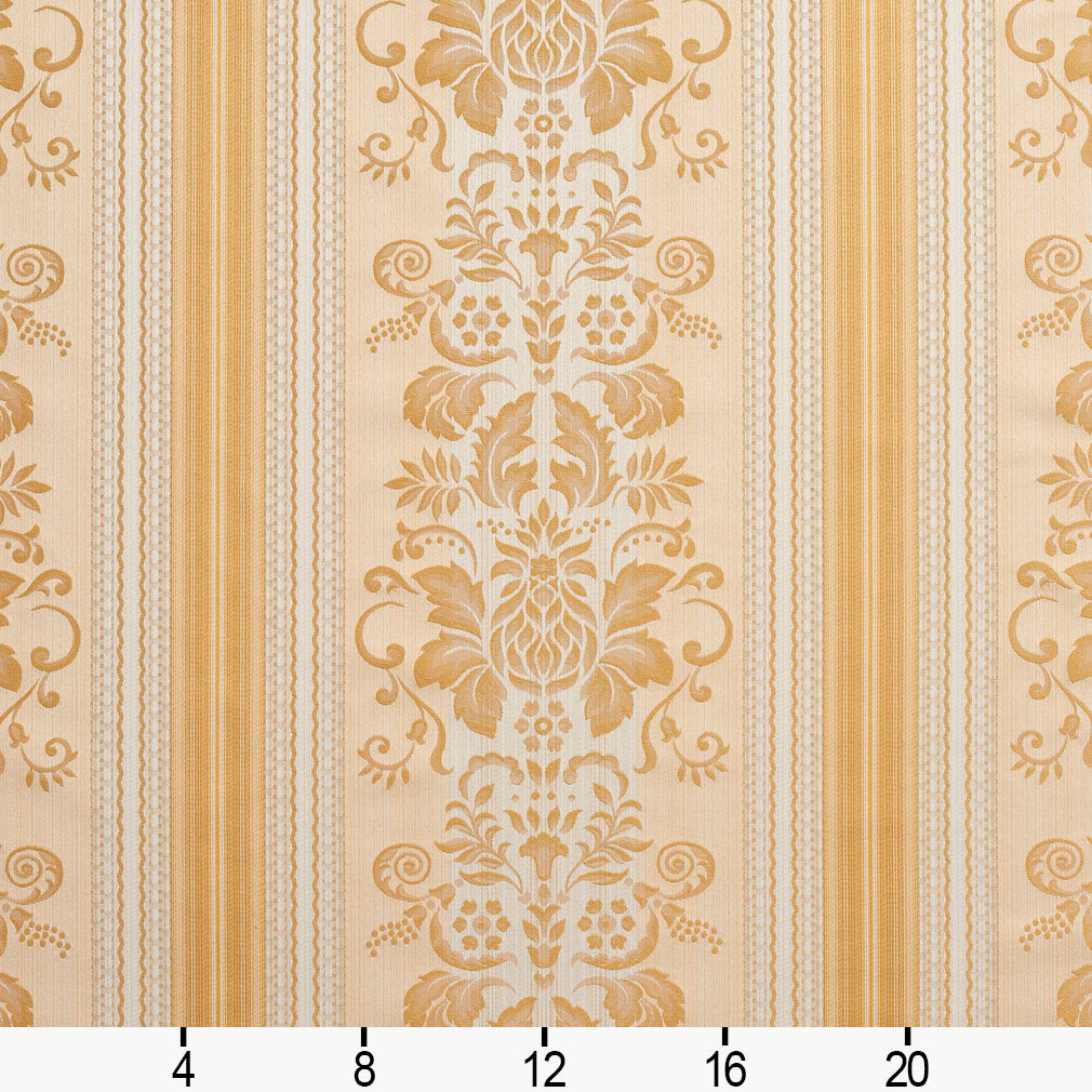 D315 Damask,Stripe Antique Vintage Gold & Yellow Charlotte Fabrics