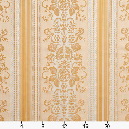 D315 Damask,Stripe Antique Vintage Gold & Yellow Charlotte Fabrics