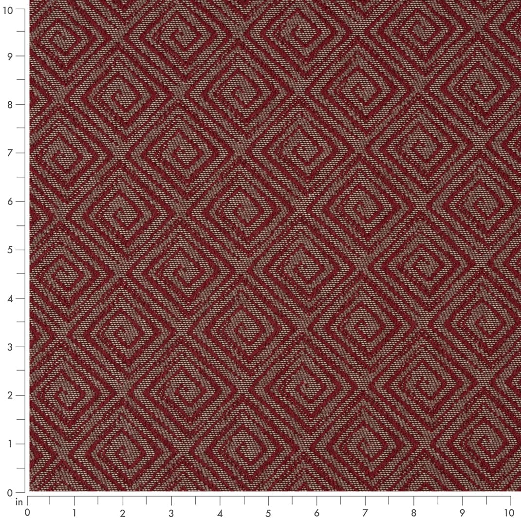 D3167 Abstract & Geometric,Greek Key Currant Red & Burgundy Charlotte Fabrics