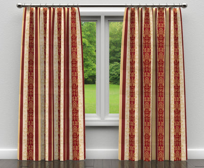 D317 Damask,Stripe Ruby Vintage Red & Burgundy Charlotte Fabrics