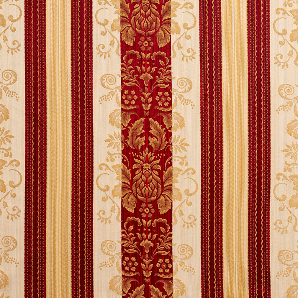 D317 Damask,Stripe Ruby Vintage Red & Burgundy Charlotte Fabrics