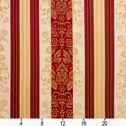 D317 Damask,Stripe Ruby Vintage Red & Burgundy Charlotte Fabrics