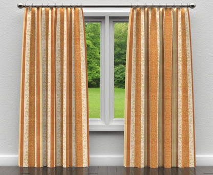 D319 Damask,Stripe Amber Vintage Orange & Rust Charlotte Fabrics
