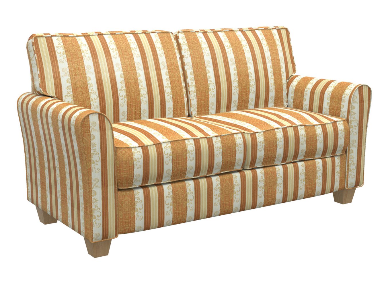 D319 Damask,Stripe Amber Vintage Orange & Rust Charlotte Fabrics