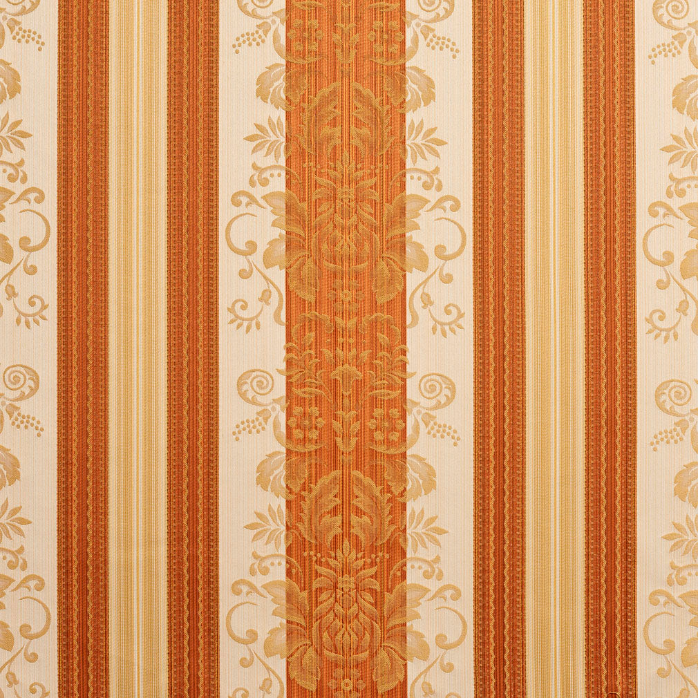 D319 Damask,Stripe Amber Vintage Orange & Rust Charlotte Fabrics