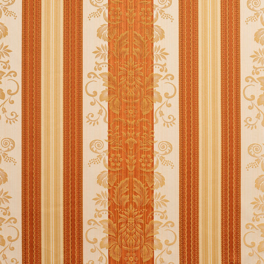 D319 Damask,Stripe Amber Vintage Orange & Rust Charlotte Fabrics