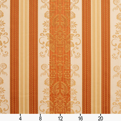 D319 Damask,Stripe Amber Vintage Orange & Rust Charlotte Fabrics