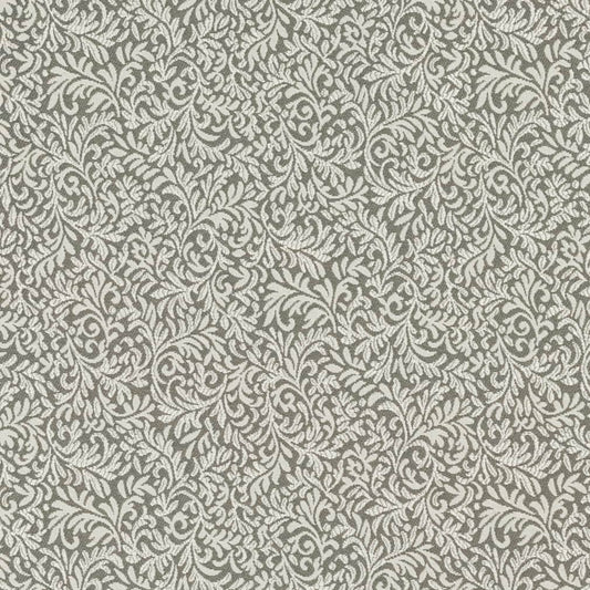 D3258 Leaves,Small Scale Pewter Elise Grey & Silver Charlotte Fabrics