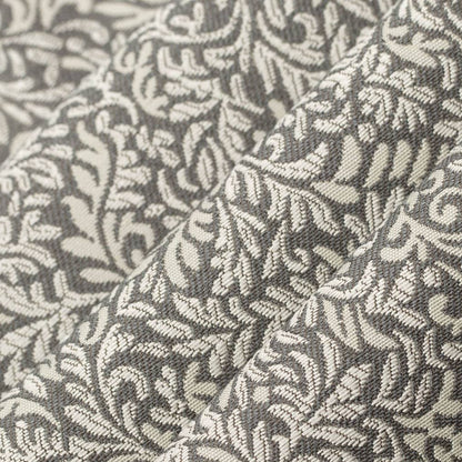 D3258 Leaves,Small Scale Pewter Elise Grey & Silver Charlotte Fabrics
