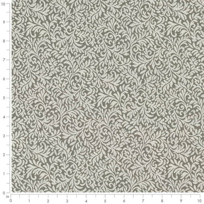 D3258 Leaves,Small Scale Pewter Elise Grey & Silver Charlotte Fabrics