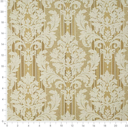 D3267 Damask,Stripe Gold Palisade Gold & Yellow Charlotte Fabrics