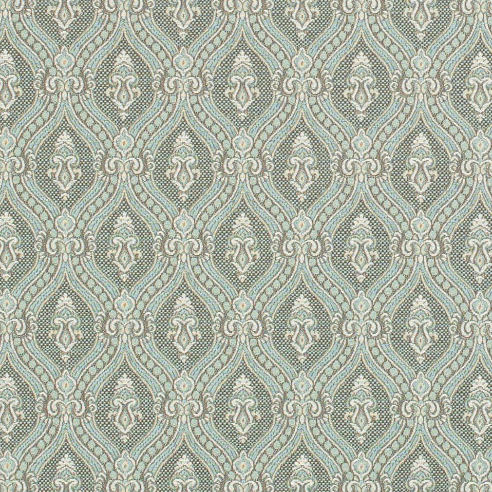 D3286 Abstract & Geometric,Damask Aqua Ornate Aqua & Teal Charlotte Fabrics