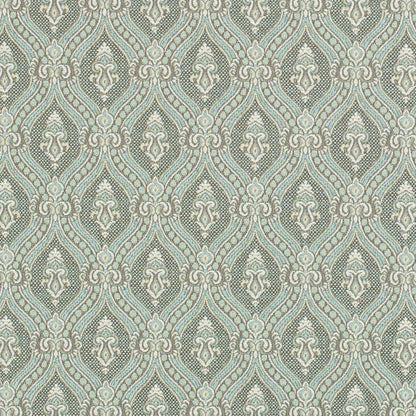 D3286 Abstract & Geometric,Damask Aqua Ornate Aqua & Teal Charlotte Fabrics
