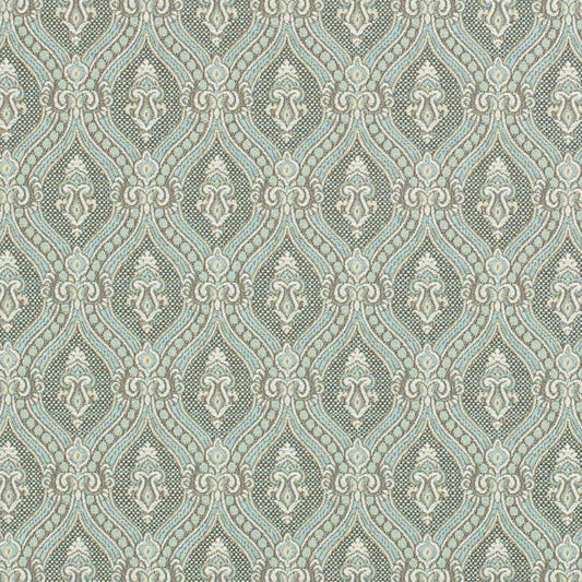 D3286 Abstract & Geometric,Damask Aqua Ornate Aqua & Teal Charlotte Fabrics