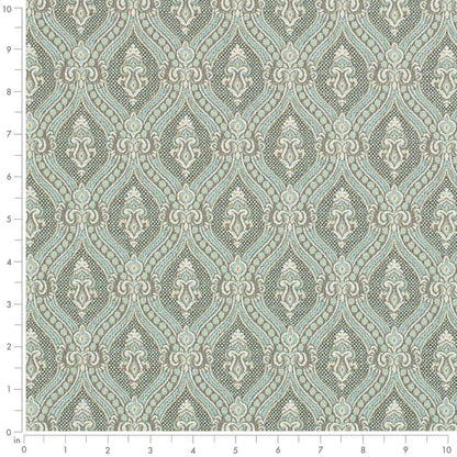 D3286 Abstract & Geometric,Damask Aqua Ornate Aqua & Teal Charlotte Fabrics