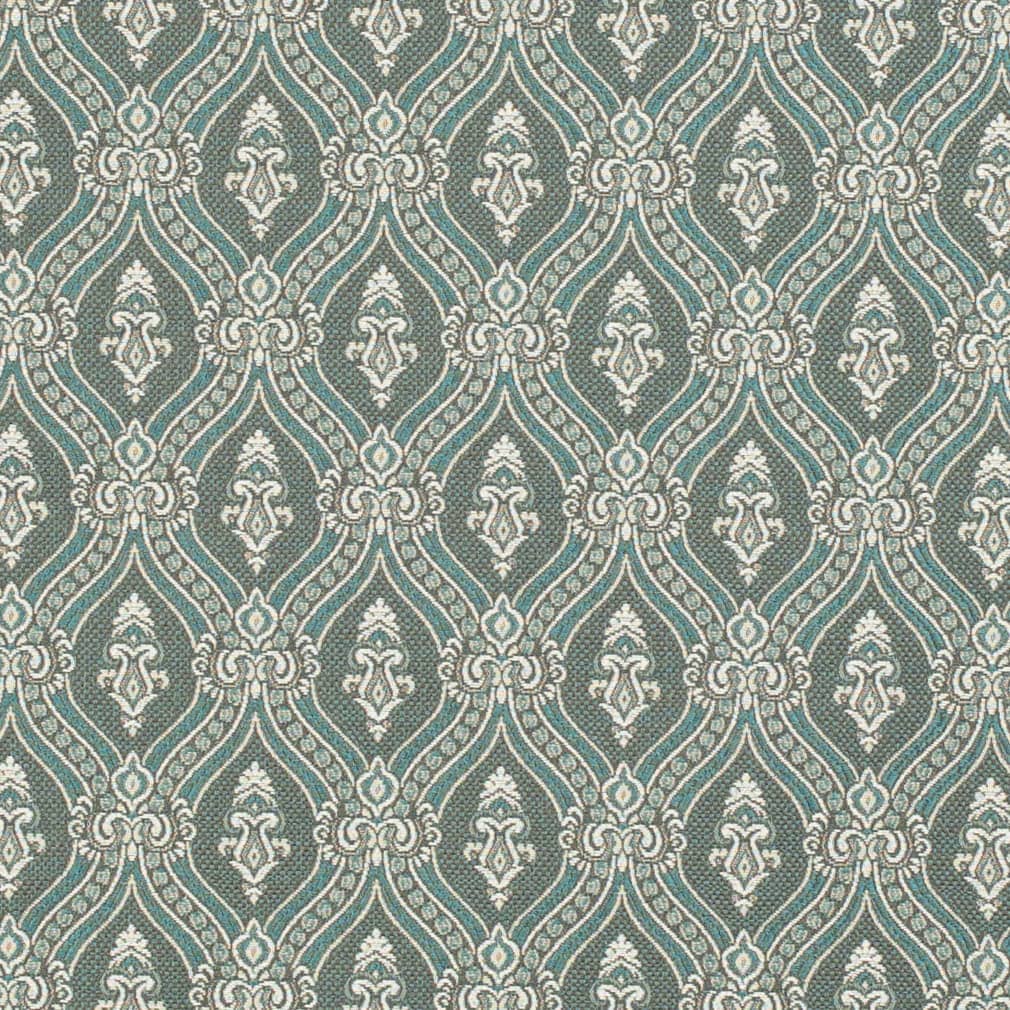 D3287 Abstract & Geometric,Damask Turquoise Ornate Aqua & Teal Charlotte Fabrics