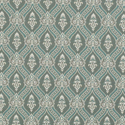 D3287 Abstract & Geometric,Damask Turquoise Ornate Aqua & Teal Charlotte Fabrics