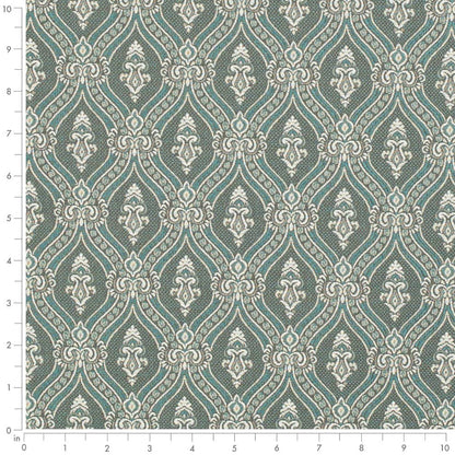 D3287 Abstract & Geometric,Damask Turquoise Ornate Aqua & Teal Charlotte Fabrics